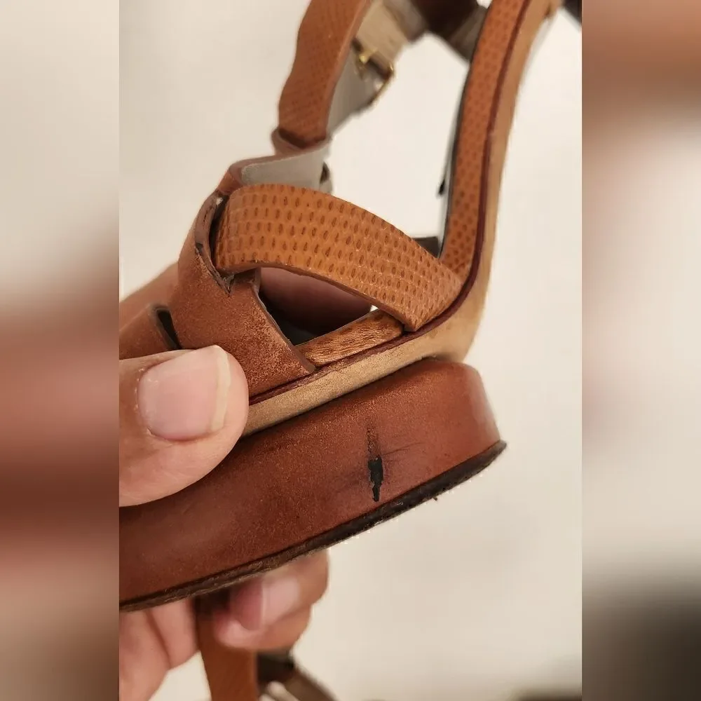 Marc By Marc Jacobs Strappy Platform Tan Sandals Size 6.5